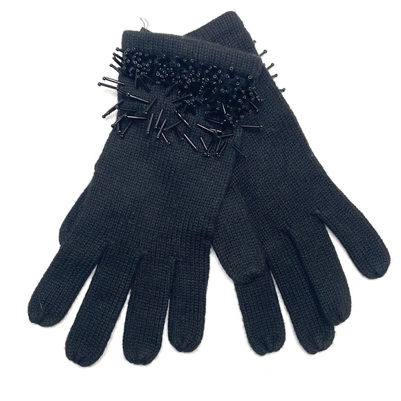 NWOT BCBGMAXAZRIA Black Beaded Gloves - Picture 3 of 4